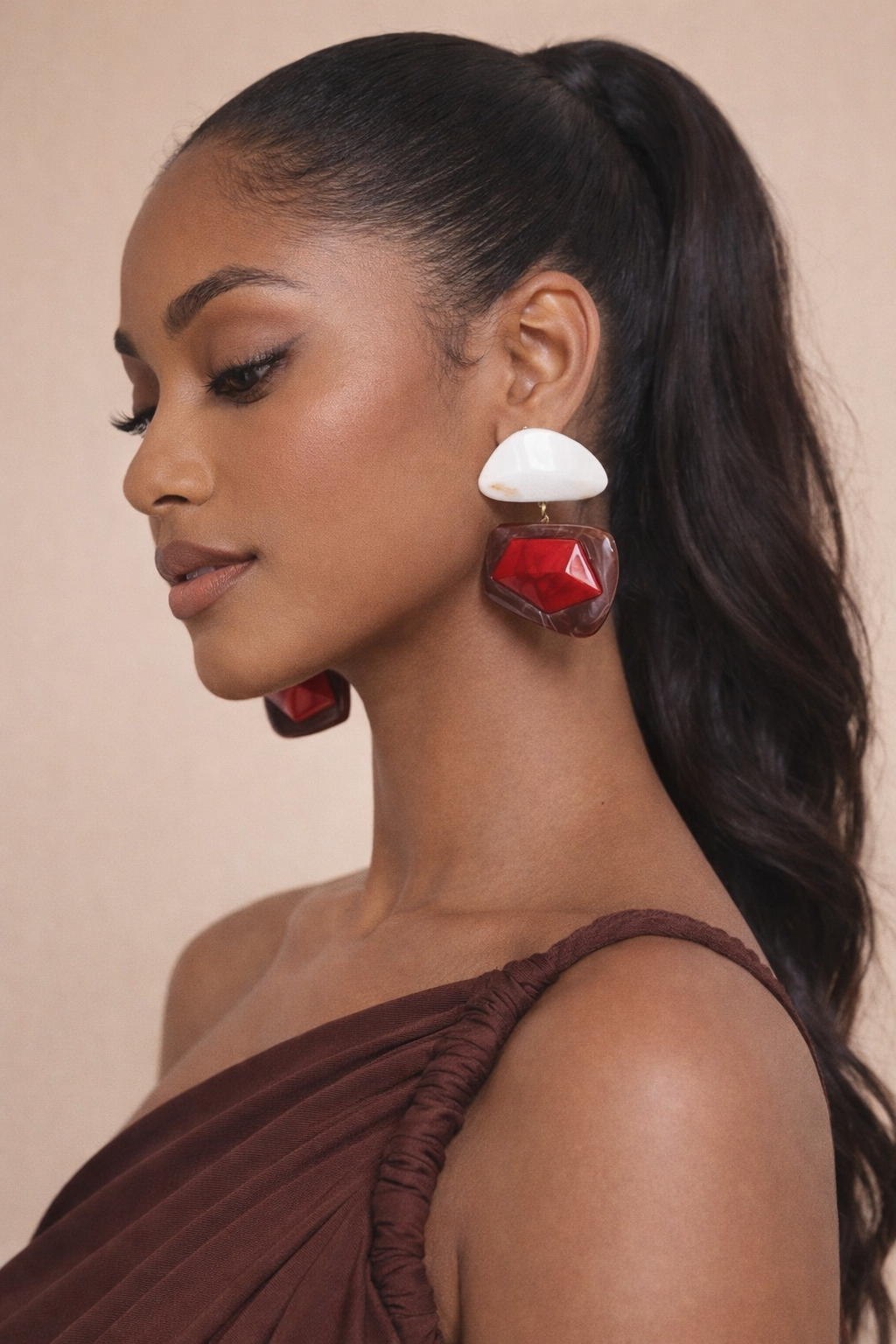Crimson Ivory Statement Earrings