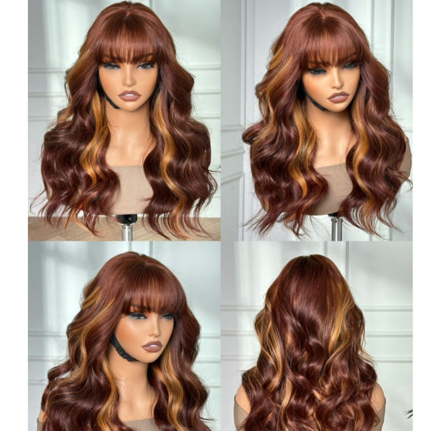 Color Layer Bouncy Wavy  Fringe Wig 18" image 0