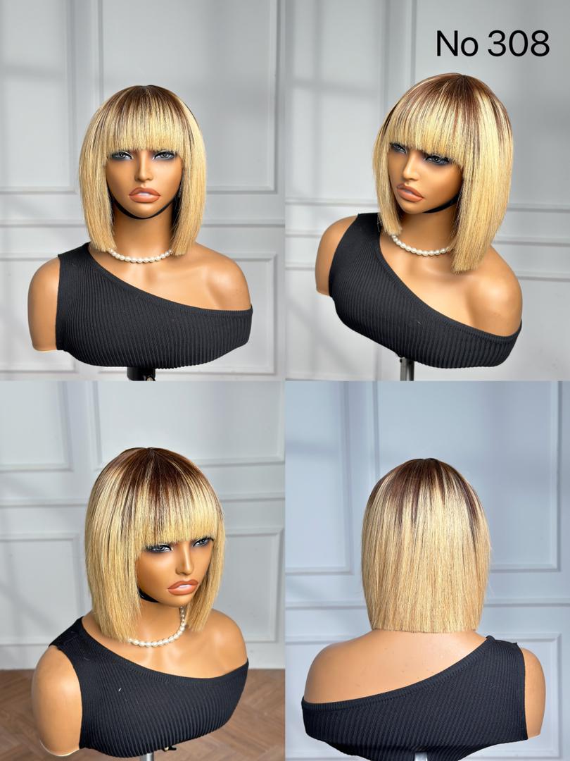 Two-Tone Blonde & Brown Fringe Wig (8") image 0