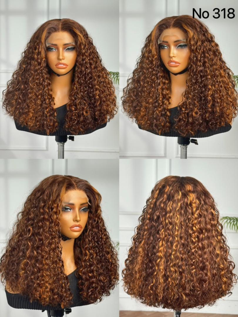 5x5 18" Curly Color French Wig image 1