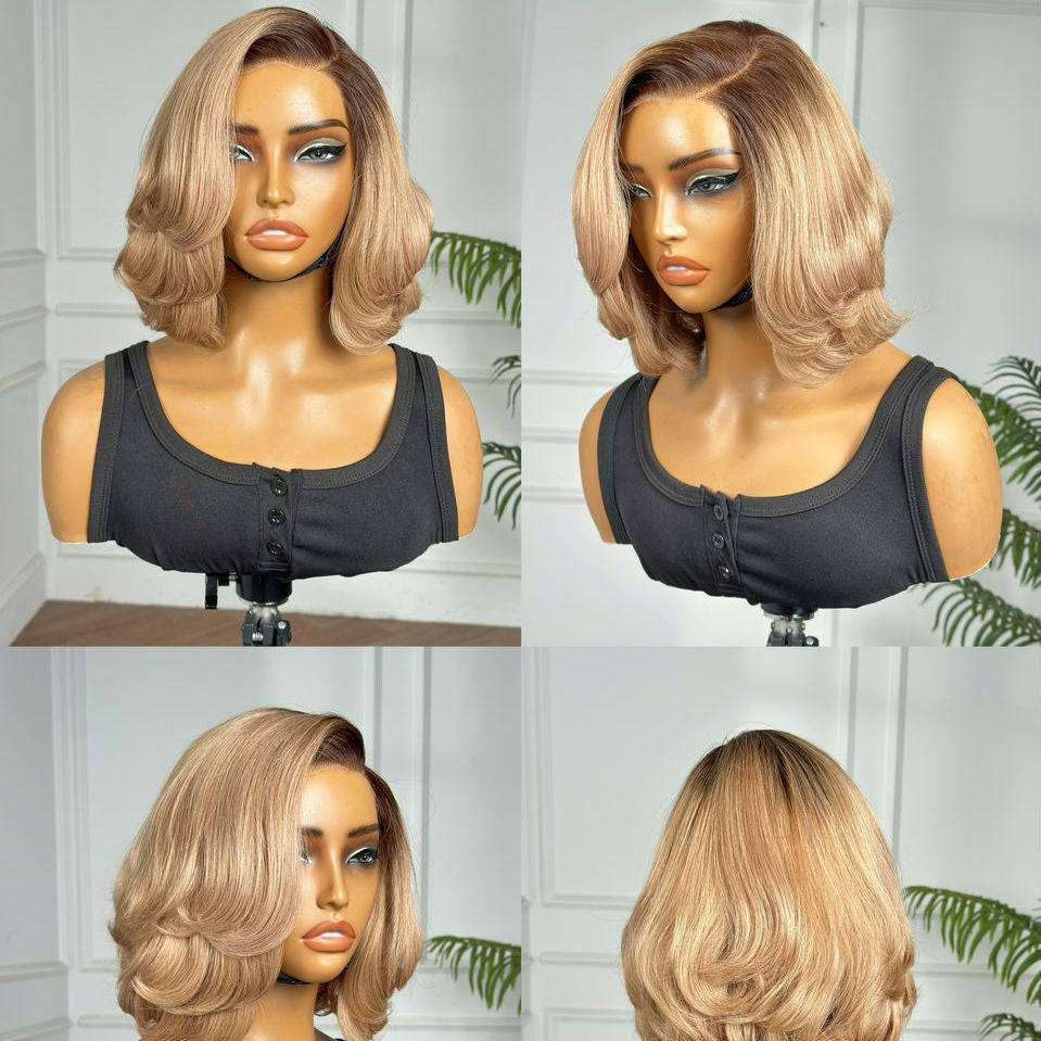 Elegant Blonde Bob Wig – 10" (100% Human Hair) image 0
