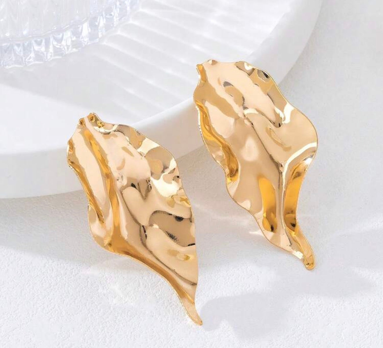 Golden Leaf Statement Earrings