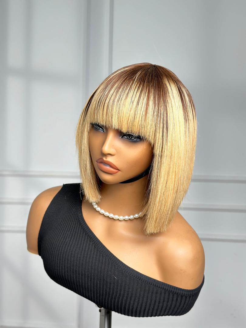 Two-Tone Blonde & Brown Fringe Wig (8") image 1